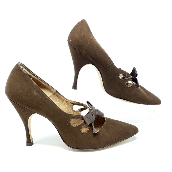 Vintage Flings Brown Suede Heel, Size 6.5 - Picture 2 of 8